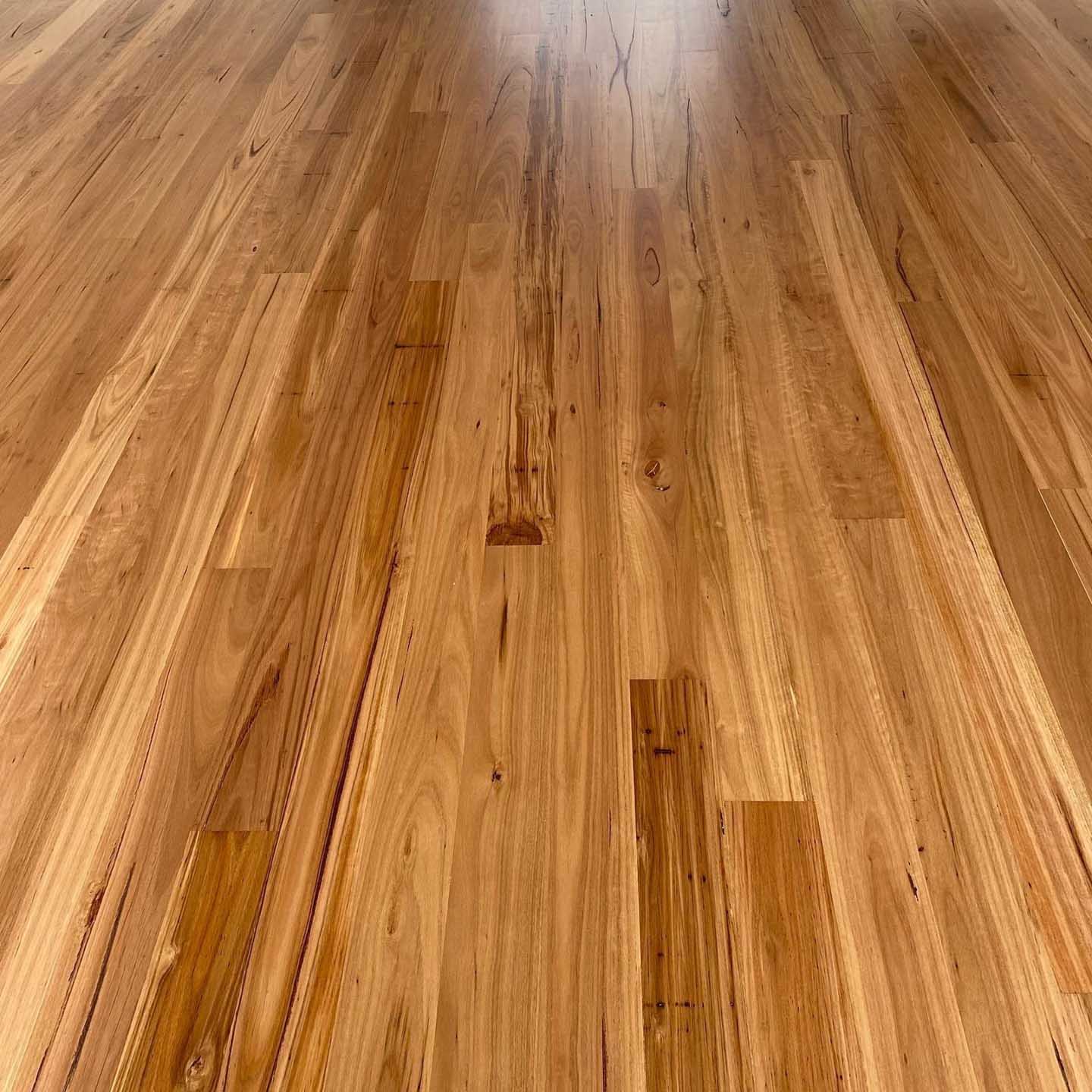 Close-up of glossy timber floorboards with natural grain